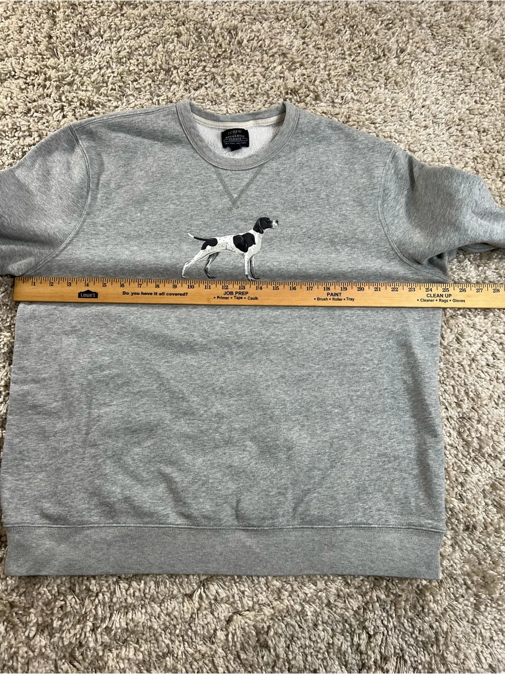 J. Crew Gray Crewneck Sweatshirt with Pointer Motif XL